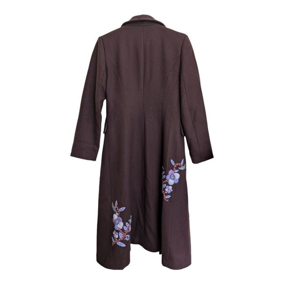 Miu Miu mocha brown authentic longline zipup floral embroidered wool coat eu36 - Picture 11 of 15